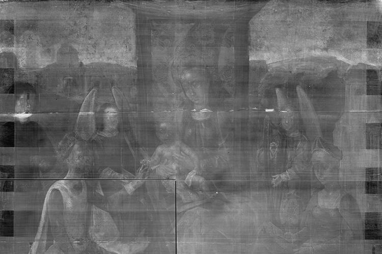 Madonna con il Bambino con le Sante Caterina di Alexndria e Barbara. Hans Memling 1480, olio su tela 67x72.1 cm. Metropolitan Museum of Art. Fonte Wikimedia Commons.